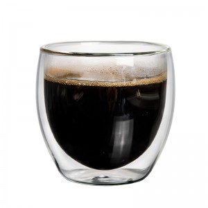 Sanzo Håndlavet varmebestandigt Borosilikatglas Klar dobbeltvæg Kaffe Glas Kop Te Kop Kaffekop 350ml
